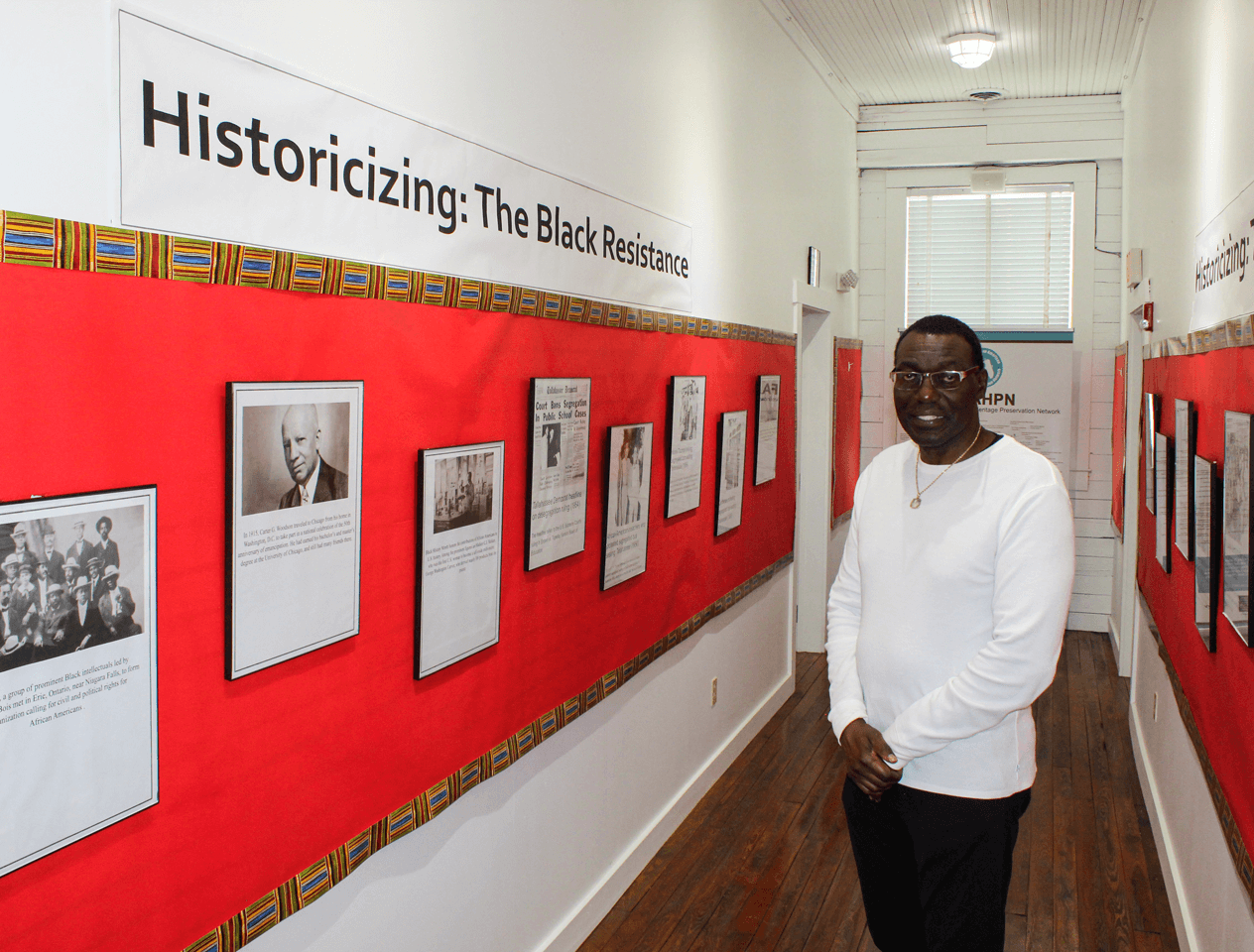 Charles Barnes at Black History Month Exhibit Historicizing the Black Resistance