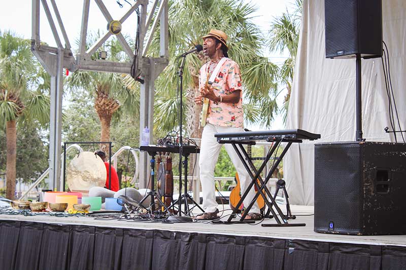 Musician performing at the 2023 Emancipation Event hosted by Lee County Black History Society.